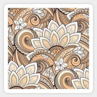 Monochromatic Paisley Print with Vintage Floral Motifs Sticker